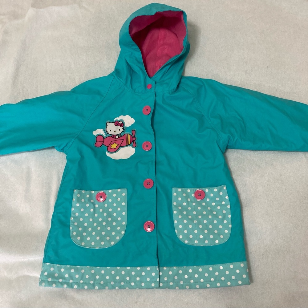 Hello Kitty Teal Hooded Kids Jacket with Pink Lining